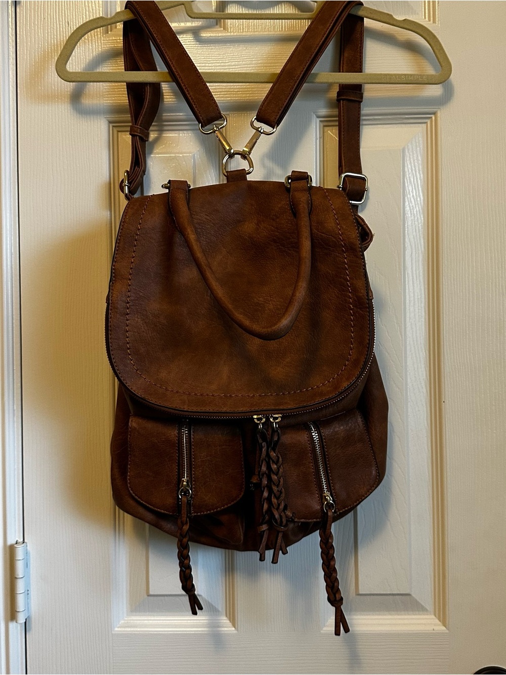 Sole Society Brown Faux-Leather Convertible Backpack